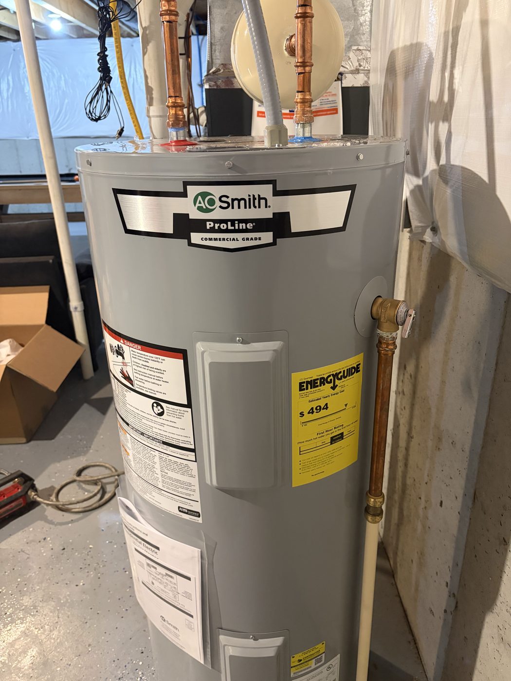 Newly installed tank water heater — DE Plumbing, Cincinnati